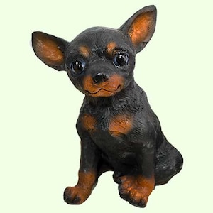 Dog Keepsake Memorial *Toy Terrier Sculpture *Garden Statue Ourdoor *Yard Figure Doggy Lover *Pet Grave Decor *Animal Ornament Sympathy Gift