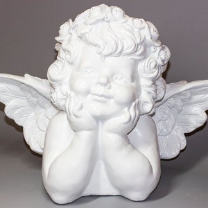 Angel Statue Outdoor *Religious Sculpture Large *Christian Memorial Figurine *Graveside Garden Decor *Dreaming Cherub *Romantic Wedding Gift