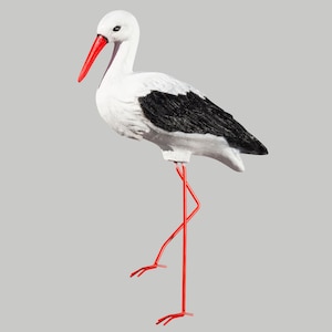 Stork Sculpture *Wildlife Statue *Garden Decor Bird *Flowerbed Figure Animal *Feng Shui Keepsake Outdoor *Babyshower Gift Back Yard Talisman