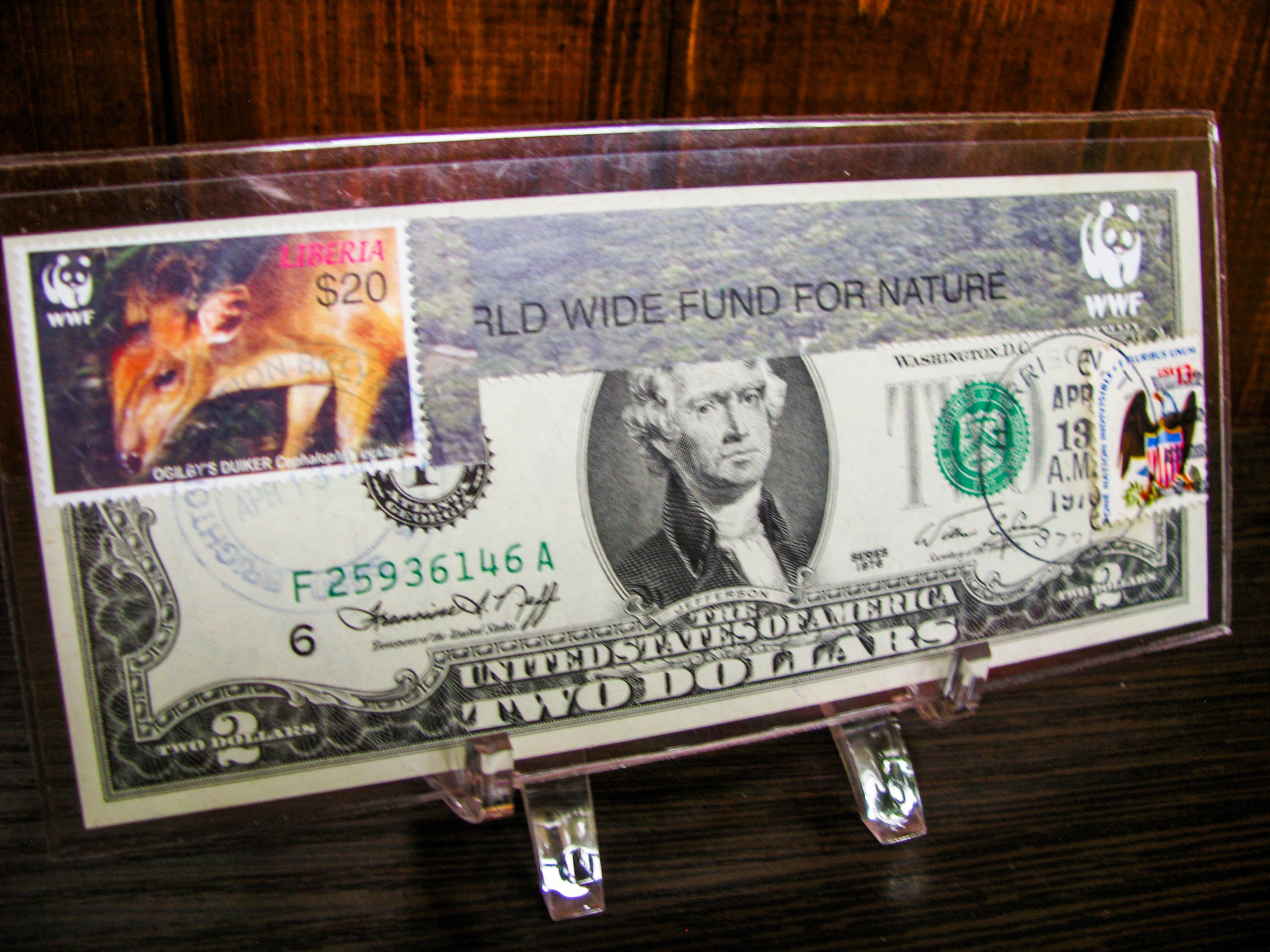 1976 2 Dollar Bill With Stamp - tu96obf