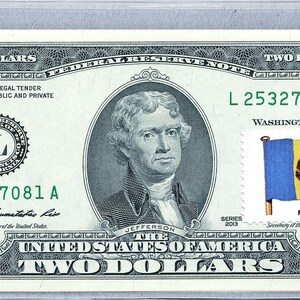 Papiergeld US * 2 Dollarschein *Rumänien Flagge *Federal Reserve Note *Zwei Dollar Briefmarken *Banknote Währung *Business Dekor *Sammlergeschenk