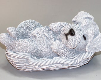 Schnauzer-Denkmal * Schlafender Hund Korbfigur * Terrier Statue Gartendekoration * Haustierverlust Andenken Erinnerungsgeschenk * Beerdigung Souvenir im Freien