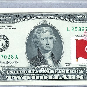 2 US Dollarschein *Notizpapier Währung *Federal Reserve Note *Zwei Dollar Stempel *Tunesien Flagge *Geldschein Gemalt *Geburtstagsdeko *Geschenk für Männer