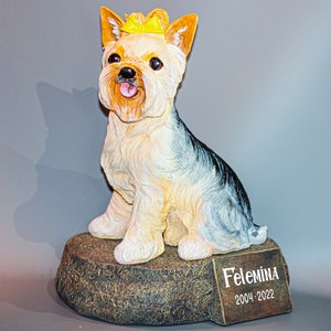 Yorkie Keepsake Urn *Cremation Statue Pet Ashes *Dog Memorial Headstone *Yorkshire Terrier Grave Decor Sculpture *Unique Outdoor Funeral Box
