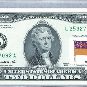 Papiergeld US *2 Dollar-Schein *Federal Reserve Note *Zwei Dollar Briefmarken *Banknote Währung Edelstein *Büro Dekor *Sammler Geschenk *Niue Flagge