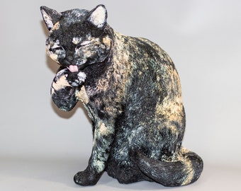 Tortie Cat Urn *Pet Memorial Keepsake *Unique Cremation Statue Ashes Holder *Animal Burial Casket Custom Paint *Funeral Tribute Remembrance