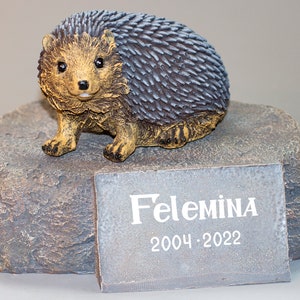Hedgehog Urn Pet Ashes *Headstone Marker Plaque *Unusual Cremation Sculpture *Funeral Tribute Keepsake Memorial *Animal Loss Burial Casket