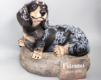 Unique Dachshund Urn *Cremation Statue Dog Ashes *Pet Memorial Stone Custom Paint *Home Funeral Sculpture *Casket Keepsake Remembrance Gift