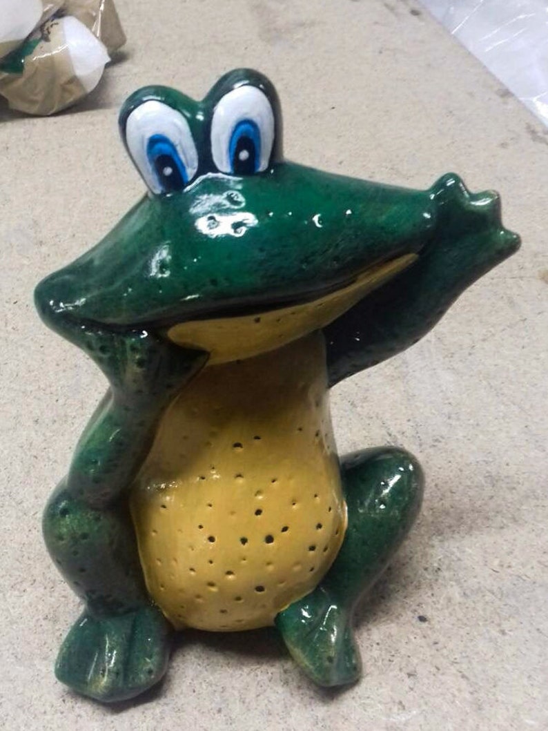 Statue Toad garden Frog Large green Amphibian Figurine feng - Etsy