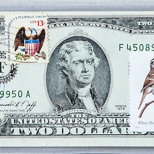 1976 Two Dollar *Papiergeld Sammlerstück *Federal Reserve Note *US Geld UNC *2 Dollarschein *Glücksgeld *Business Geschenk *Post Briefmarken Love