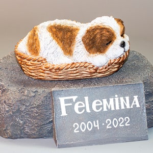 Sleeping Dog Urn *Shih Tzu Memorial Tombstone *Cremation Statue Pet Ashes *Unique Grave Marker Keepsake *Decorative Casket Remembrance Gifts