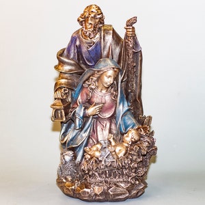 Birth of Jesus Statue *Creche Nativity Scene *Christmas Crib *Holy Family Manger *Joseph Mary Sculpture *Religious Decor *Christian Figurine