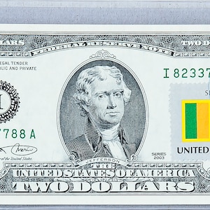 Zwei Dollar Briefmarken *US 2 Dollar Schein *Papiergeld Währung UNC *Federal Reserve Note *Städte Dekor *Investor Geschenk *Glücksgeld *Sri Lanka Flagge