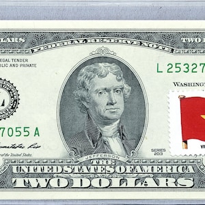 Banconota della Federal Reserve * Banconota da 2 dollari * Bandiera del Vietnam * Soldi USA * Francobolli da due dollari * Banconote da collezione * Carta moneta UNC * Regalo aziendale da uomo
