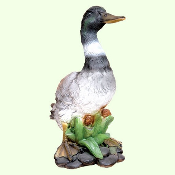Statue Wild Duck Garden Figurine Drake Sculpture Pond Decor Etsy