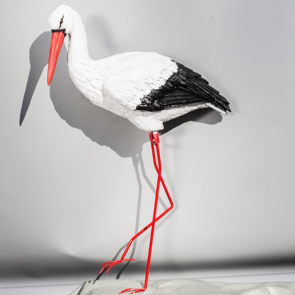 Storch Statue Groß *Wildtier Skulptur *Küsten Dekor Vogel *Outdoor GartenFigur Tier *Realistischer Teich Rasen Ornament *Meter Familie Kunst Geschenk