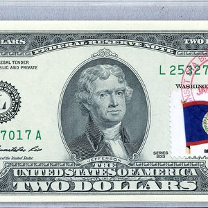 Fed Note * 2 Dollar Bill * Papiergeld US * Zwei Dollar Briefmarken * Belize Flagge * Banknoten Währung * Gem Unc * Business Souvenir Geschenke