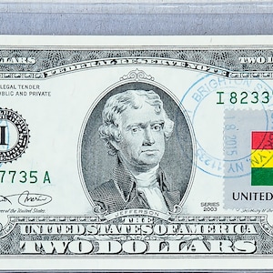 Banconota da due dollari *Francobolli da 2 dollari USA *Carta moneta *Banconota Gemma Unc *Banconota della Federal Reserve *Decorazione aziendale *Bandiera del Ghana *Regalo per investitori