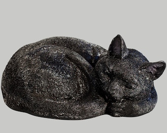 Black Cat Urn for Ashes *Cremation Statue Sleeping Pet *Memorial Grave Decor Sculpture *Unique Keepsake Casket *Funeral Sympathy Gift Figure