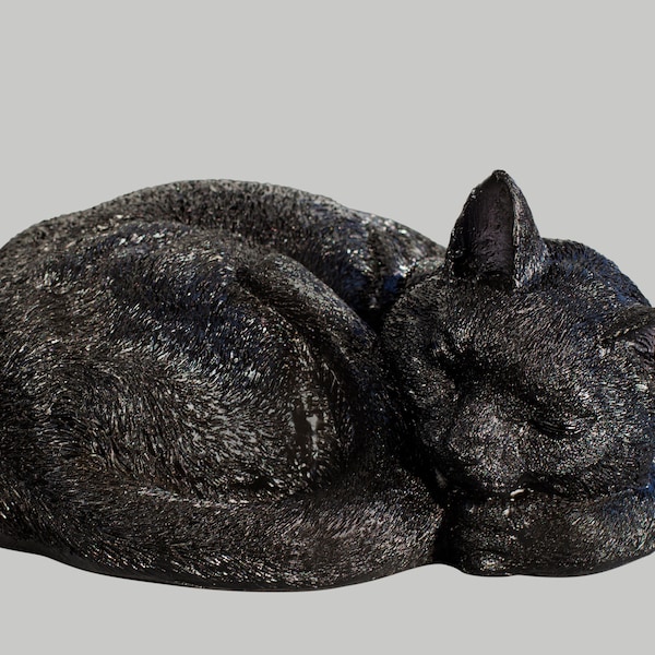 Black Cat Urn for Ashes *Cremation Statue Sleeping Pet *Memorial Grave Decor Sculpture *Unique Keepsake Casket *Funeral Sympathy Gift Figure