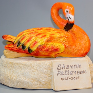 Tropical Bird Urn Human Ashes *Unusual Cremation Memorial Statue Flamingo *Adult Burial Wildlife Artistic Keepsake *Home Funeral Remembrance