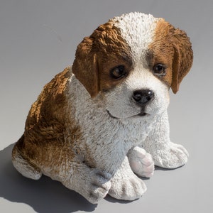 Saint Bernard Statue *Dog Memorial Figurine *Pet Funeral Sculpture Outdoor *Garden Decor Sitting Puppy *Doggy Owner Keepsake Sympathy Gifts