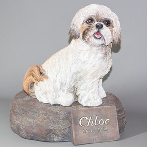 Unique Urn Shih Tzu Ashes *Pet Memorial Headstone Marker *Cremation Statue Dog *Funeral Figurine Custom Paint *Keepsake Casket Sympathy Gift