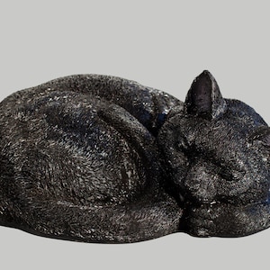 Black Cat Statue *Sleeping Cat Sculpture *Memorial Pet Figurine *Grave Funeral Keepsake *Garden Outdoor Decor *Kitty Loss Remembrance Gifts