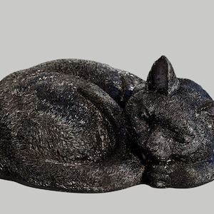 Black Cat Statue *Sleeping Cat Sculpture *Memorial Pet Figurine *Grave Ornament Keepsake *Garden Outdoor Decor *Kitty Loss Sympathy Gift