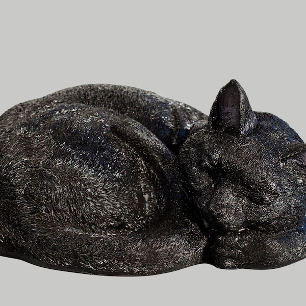 Black Cat Statue *Sleeping Cat Sculpture *Memorial Pet Figurine *Grave Ornament Keepsake *Garden Outdoor Decor *Kitty Loss Sympathy Gift