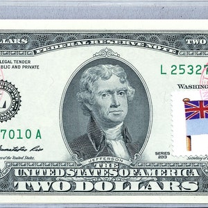 Banconota della Federal Reserve * Banconota da 2 dollari * Soldi USA * Francobolli da due dollari * Banconote da collezione * Carta moneta UNC * Bandiera di Tuvalu * Regali aziendali per uomini