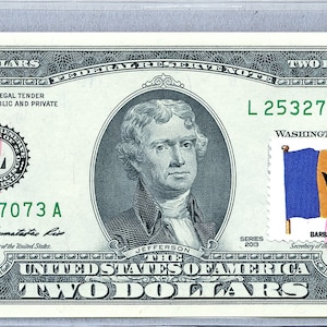 Banconota della Federal Reserve * Banconota da 2 dollari * Bandiera delle Barbados * Cartamoneta USA * Francobolli da due dollari * Valuta banconota * Gemma Unc * Regali souvenir aziendali