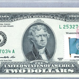 Banconota della Federal Reserve * Banconota da 2 dollari * Soldi USA * Oggetti da collezione da due dollari * Francobolli delle Nazioni Unite * Banconota cartacea * Bandiera Regali aziendali