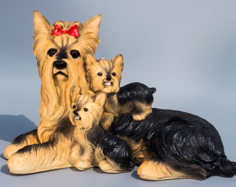 Yorkshire Terrier Urn *Cremation Statue Yorkie Ashes *Dog Memorial Sculpture Outdoor *Unique Pet Funeral Keepsake Burial Casket Family Decor
