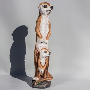 Meerkat Figurine Large *Mother and Baby Statue *Wildlife Sculpture *Outdoor Garden Flowerbed Keepsake *African Animal Gopher Back Yard Decor