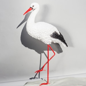 Stork Sculpture *Wildlife Statue *Garden Decor Bird *Figure Animal Coastal Outdoor *Flowerbed Keepsake *Back Yard Babyshower Talisman Gifts