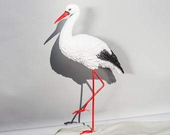 Stork Sculpture *Wildlife Statue *Garden Decor Bird *Figure Animal Coastal Outdoor *Flowerbed Keepsake *Back Yard Babyshower Talisman Gifts