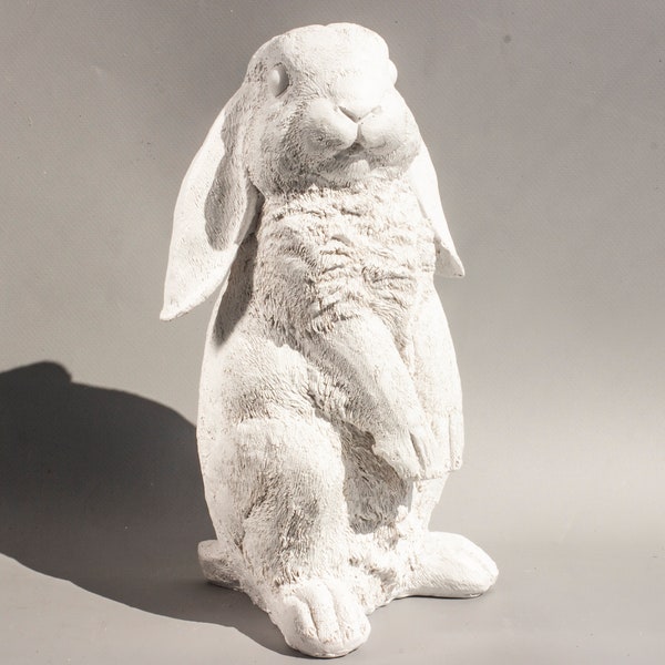 Estatua del conejito sin pintar * Memorial del conejo de orejas caídas listo para pintar * Mascota de escultura de jardín * Regalo de simpatía animal * Patio de figuras de recuerdo al aire libre