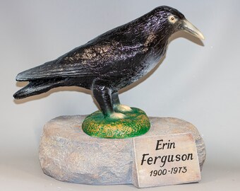 Raven Urn Human Ashes *Animal Cremation Memorial Sculpture *Burial Wildlife Artistic Keepsake *Unusual Remembrance Funeral Box Outdoor Large