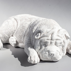 Shar Pei Urn for Ashes Unpainted *Sleeping Dog Memorial Statue Ready to Paint *Cremation Sculpture Pet *Animal Grave Decor *Sympathy Gifts