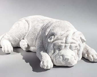 Shar Pei Urn for Ashes Unpainted *Sleeping Dog Memorial Statue Ready to Paint *Cremation Sculpture Pet *Animal Grave Decor *Sympathy Gifts