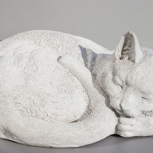 Cat Urn for Ashes Unpainted *Memorial Statue Cat Ready to Paint *Cremation Sculpture Sleeping Pet *Funeral Casket *Keepsake Outdoor Decor