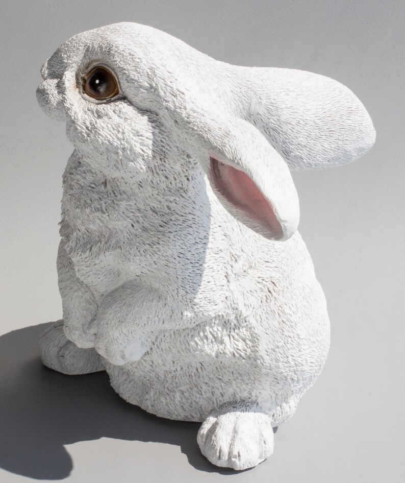 White Rabbit Figure Lop Eared Bunny Statue Wildlife Garden Etsy
