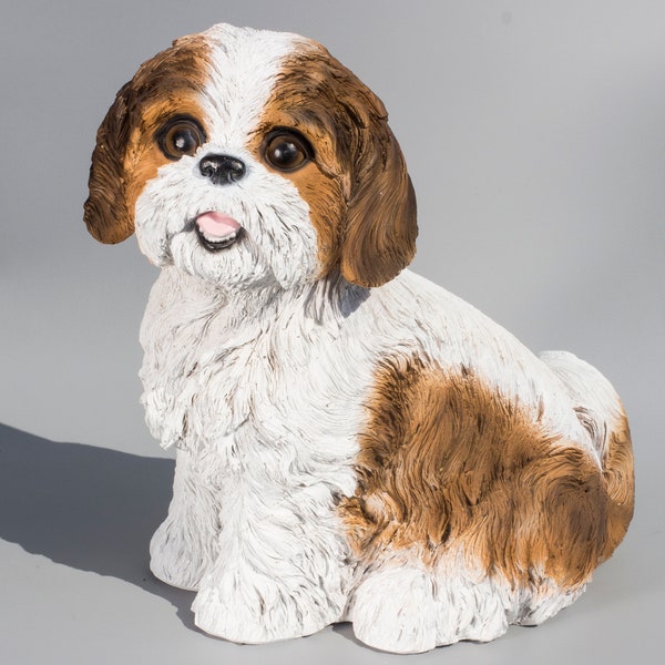 Shih Tzu Figurine *Dog Statue Garden *Sculpture Pet Memorial *Animal Loss Grave Ornament *Keepsake Sympathy Gifts *Outdoor Yard Decorations