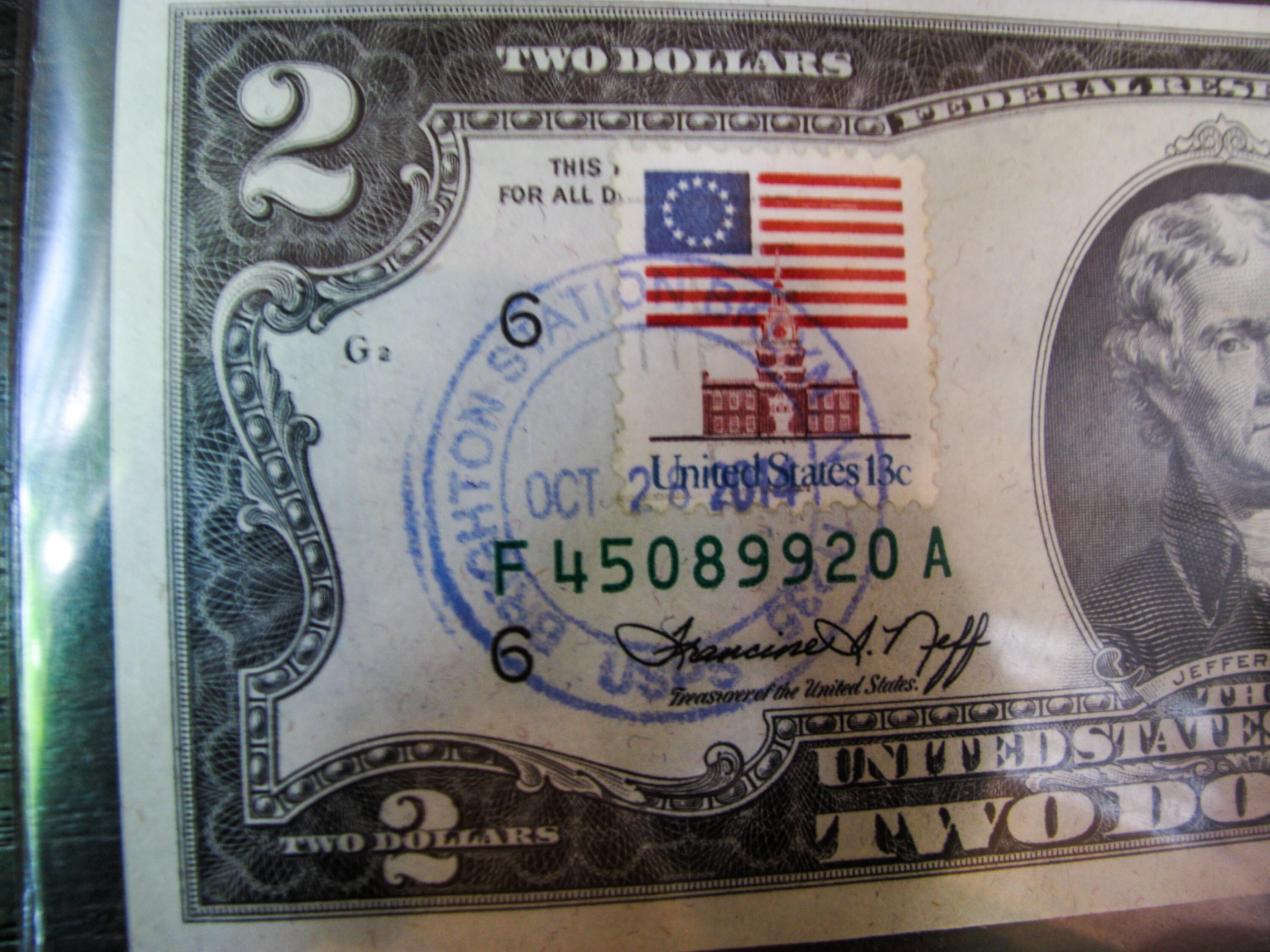 1976 2 Dollar Bill With Stamp - 37ywm22