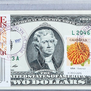 One Dollar Note * Papiergeld Währung * US-Notenbank * 2 Dollar Bill Stamp * Banknote US Unc * Business Weihnachtsdekor * Neujahrskollektion Geschenke