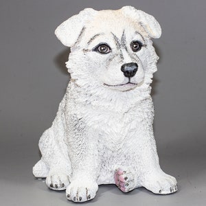 White Siberian Husky Urn *Cremation Statue Dog Ashes *Pet Memorial Custom Paint *Funeral Keepsake Remembrance Figurine *Unique Burial Casket