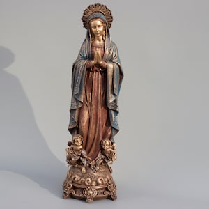 Estatua de la Virgen María * Figura de Nuestra Señora * Escultura religiosa * Santa Madre Dios * Ángeles de la Santísima Virgen * Decoración devocional * Regalo cristiano para mujeres