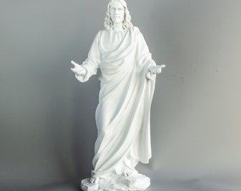 Estatua del Santo Padre * Estatuilla de Jesucristo Blanco * Escultura cristiana * Decoración religiosa Dios * Adorno de santo del hogar * Dones espirituales * Oración Señor