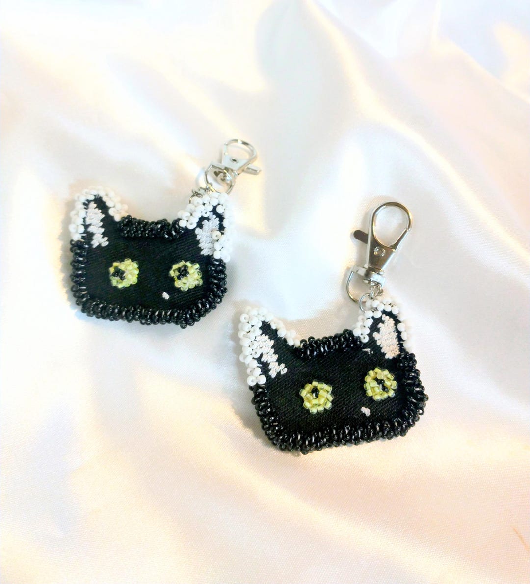 Glowing Eyes Black Cat Keychains Backpack and Purse Bag Charms - Etsy